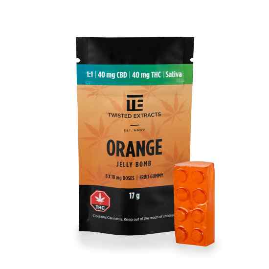 Picture of Twisted Extracts – 1:1 Orange Jelly Bomb (40mg THC/40mg CBD)